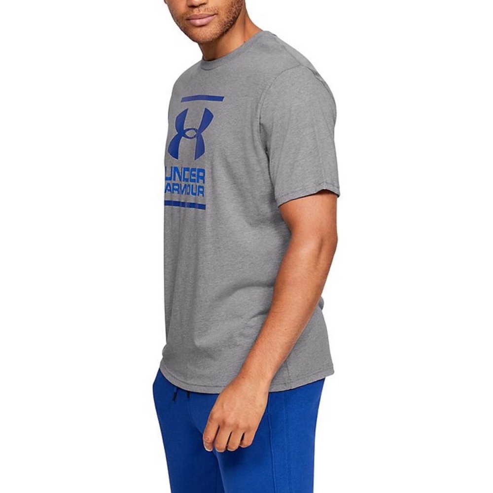 Under Armour Men's Gray and Blue Logo Tee